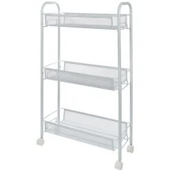 Desserte cuisine 3 niveaux métal blanc