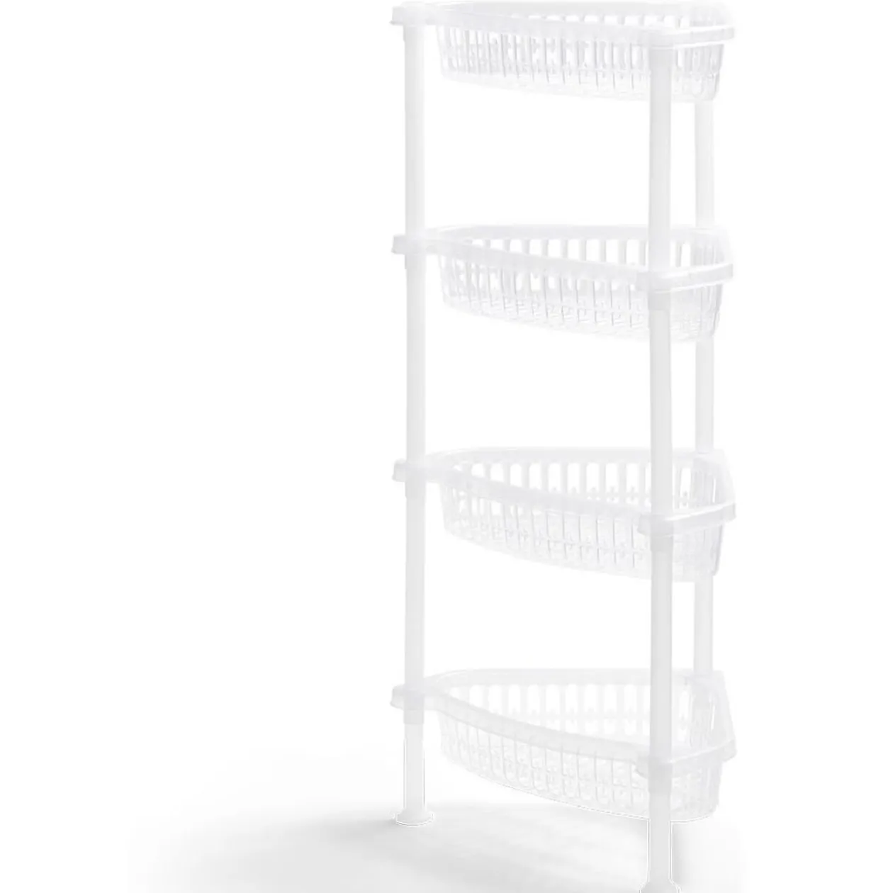 Desserte d'angle 4 niveaux plastique transparent 38x33xH82cm