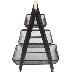 Desserte de cuisine 3 paniers métal noir