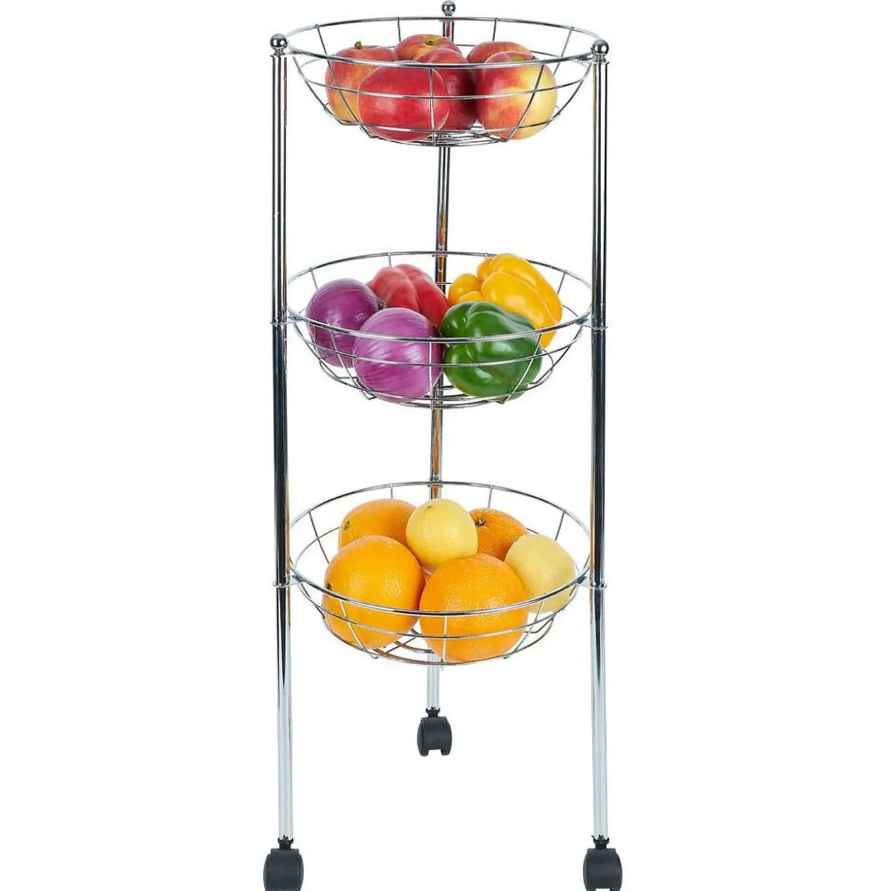 Desserte ovale 3 paniers inox H.70,5cm