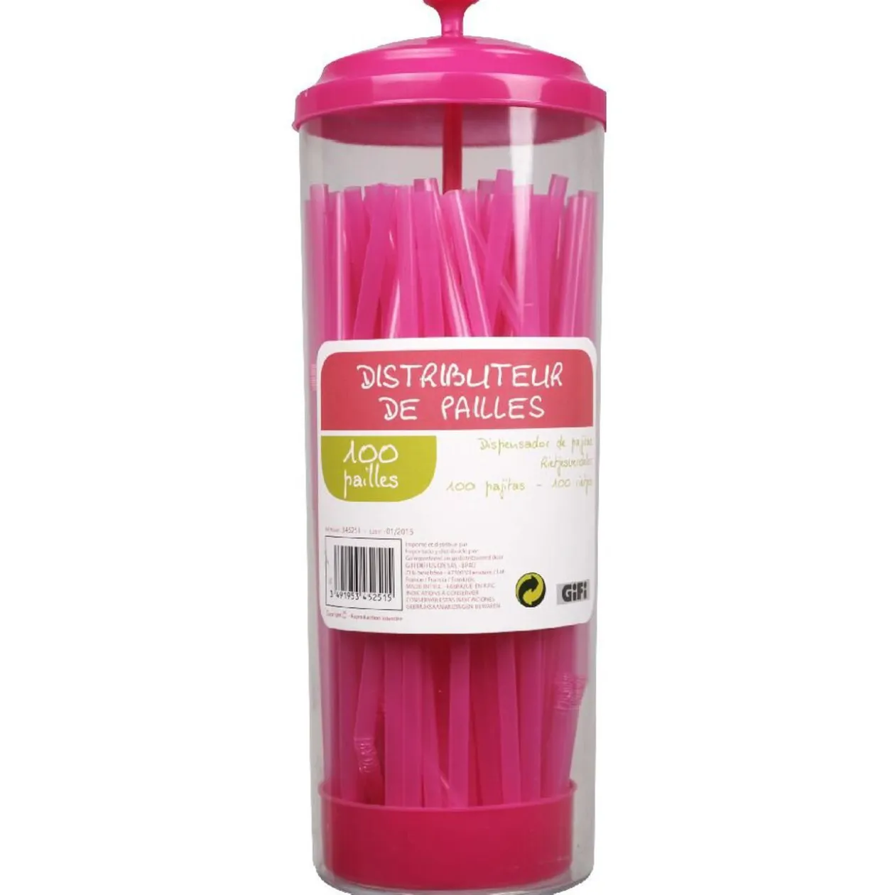 Distributeur de pailles roses