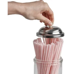 Distributeur de pailles transparent gris