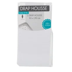 Drap housse 1 personne blanc