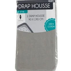 Drap housse 1 personne gris clair