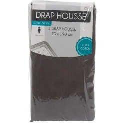 Drap housse 1 personne gris foncé
