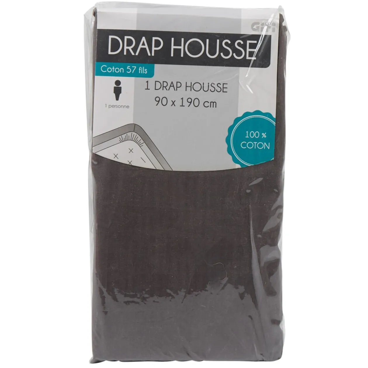 Drap housse 1 personne gris foncé