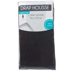 Drap housse 1 personne noir