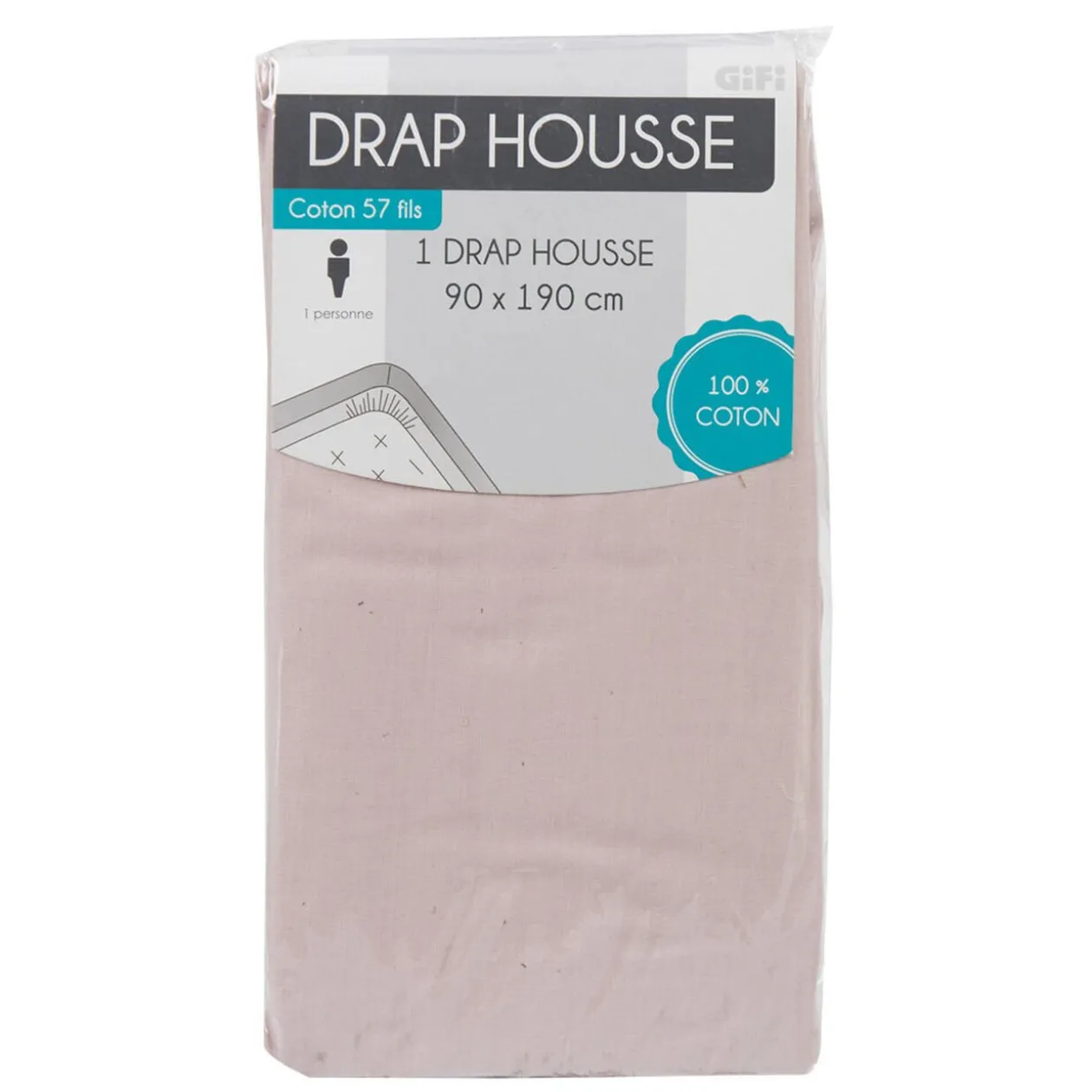 Drap housse 1 personne rose