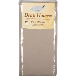 Drap housse 1 personne taupe