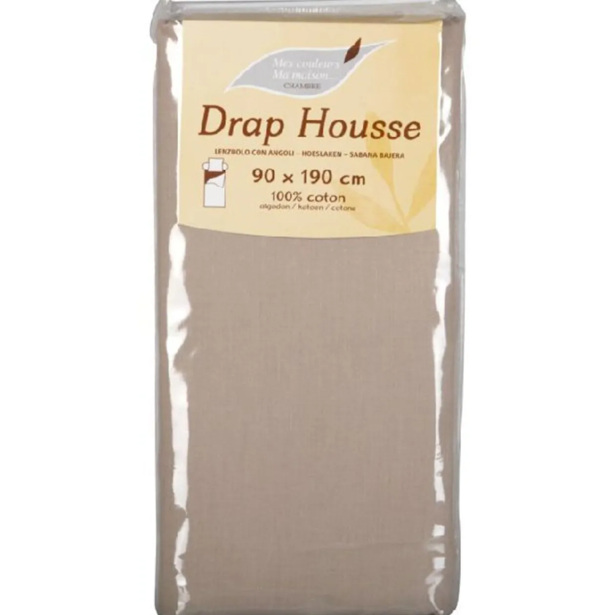 Drap housse 1 personne taupe