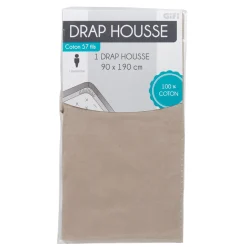 Drap housse 1 personne taupe