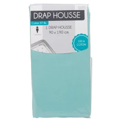 Drap housse 1 personne vert d eau