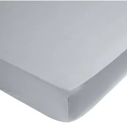 Drap housse 2 personnes 100% coton 160x200 cm gris clair