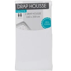 Drap housse 2 personnes blanc
