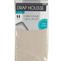 Drap housse 2 personnes ficelle