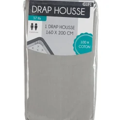 Drap housse 2 personnes gris clair