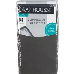 Drap housse 2 personnes gris foncé