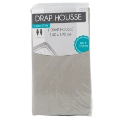 Drap housse 2 personnes gris