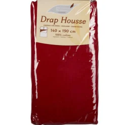 Drap housse 2 personnes rouge