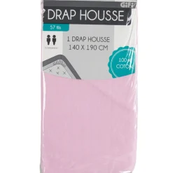 Drap housse 2 personnes rose