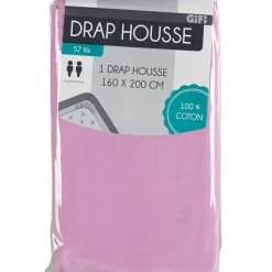 Drap housse 2 personnes rose