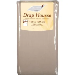 Drap housse 2 personnes taupe