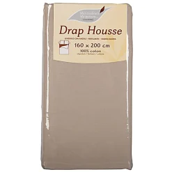 Drap housse 2 personnes taupe