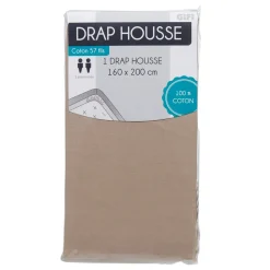 Drap housse 2 personnes taupe