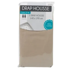 Drap housse 2 personnes taupe