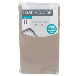 Drap housse 2 personnes taupe