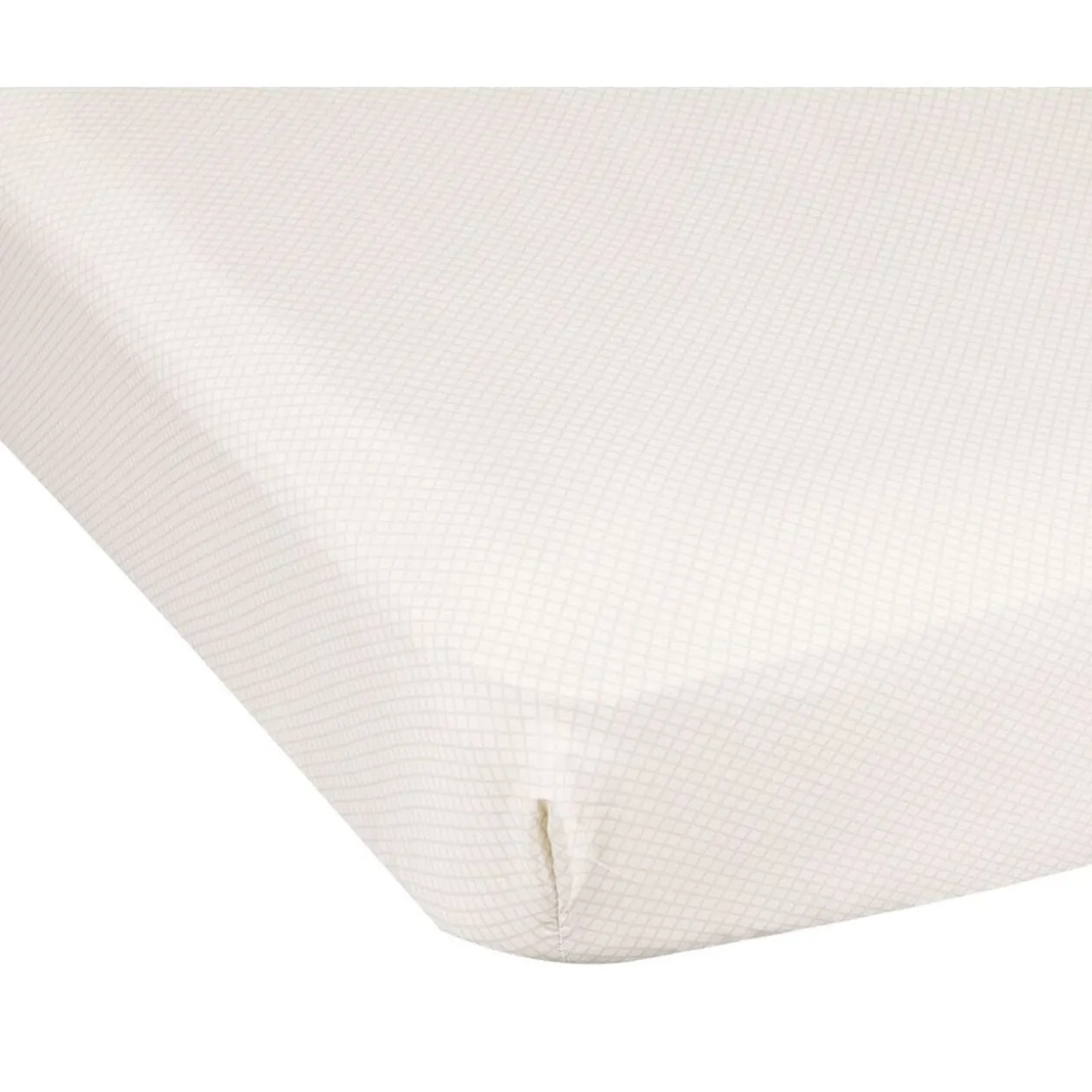 Drap housse beige et blanc 140x190 cm imprimé croix