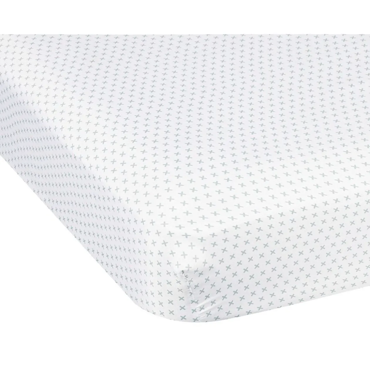 Drap housse gris et blanc 140x190 cm imprimé croix