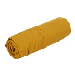Drap housse uni 2 personnes jaune moutarde