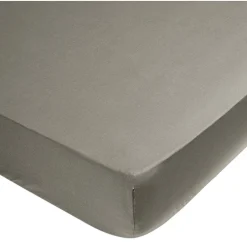 Drap housse uni gris 2 personnes 160x200cm