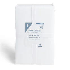 Drap housse 90x190cm 100% coton blanc