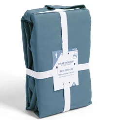 Drap housse 90x190cm 100% coton bleu marine