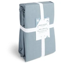 Drap housse 160x200cm 100% coton bleu chiné