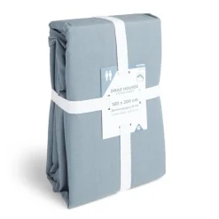 Drap housse 160x200cm 100% coton bleu chiné