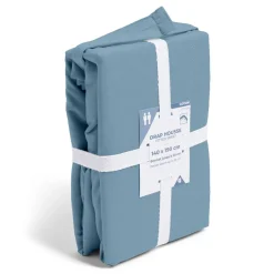 Drap housse 140x190cm 100% coton bleu chiné