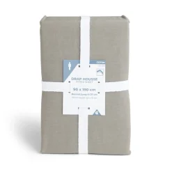 Drap housse 90x190cm 100% coton gris foncé