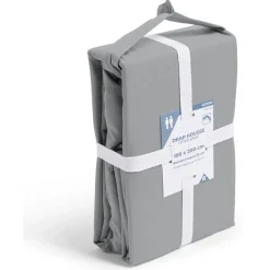 Drap housse 160x200cm 100% coton gris clair