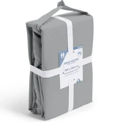 Drap housse 160x200cm 100% coton gris clair