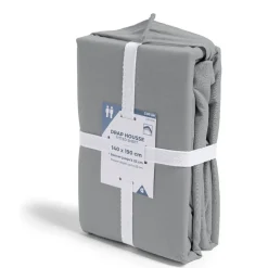 Drap housse 140x190cm 100% coton gris clair