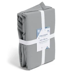 Drap housse 140x190cm 100% coton gris clair