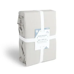 Drap housse 180x200cm 100% coton gris clair