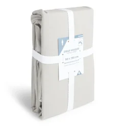 Drap housse 90x190cm 100% coton gris clair