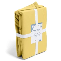 Drap housse 160x200cm 100% coton jaune moutarde