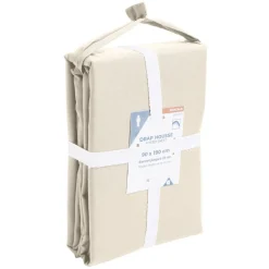 Drap housse 90x190cm 100% coton percale beige