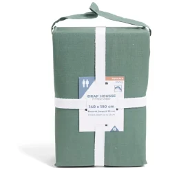 Drap housse 140x190cm 100% coton percale vert