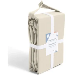 Drap housse 160x200cm 100% coton percale beige